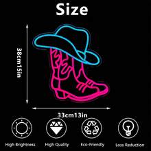 1pc霓虹牛仔靴個性背板霓虹燈裝飾燈光牆led霓虹燈招牌家居裝飾西部牛仔氛圍裝飾帥氣男女臥室裝飾藝術派對裝飾生日禮物