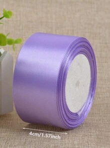 4cm Purple Satin Ribbon, Diy Ribbon Rose Making Material, Party Gift Wrapping Decoration - Mauve Purple - View 5
