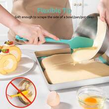 Espatulas Silicona Cocina Reposteria Lengua: U-Taste 315℃ Resistente al Calor Utensilios de Espátula para Cocinar y Hornear, Juego de 4 Paletas Cocina Antiadherentes sin BPA - Agua verde azul - Ver 4