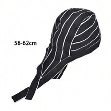 1pc Multicolor Pirate Skull Bandana Cap, For Professional Catering Chef Hat - Black and White - View 5