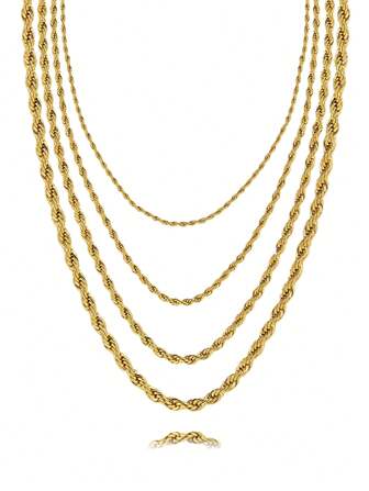 1PC Golden Plated Multilayer 2 3 4 5MM Width 45 50 55 60CM Length Chain Rope Chain Necklacetwist