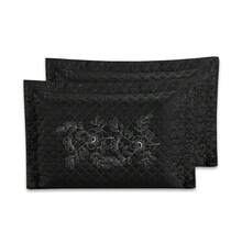 2 Pillowcases With Ultrasonic Quilted EMBROIDERY 70cmx50cm - Black - View 2