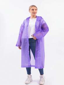 1入組戶外旅行EVA時尚輕量黑色雨衣（連身式），野營必備物品 - 黑色 - 查看 4