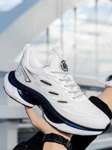 时尚街头男士运动鞋，透气、减震、弹力、防滑休闲运动鞋，户外系带网眼跑鞋，防滑、轻便舒适，适合户外运动、露营、慢跑、健身和娱乐。女士运动鞋，男女皆宜，情侣运动鞋 - 白色 - 查看 4