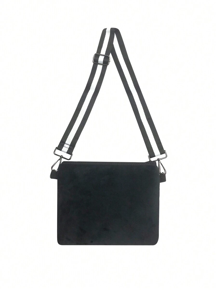 1 件可调节肩带单肩包 - 黑色 - 查看 1