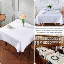 6pcs/pack White Square Tablecloth, 52 X 52 Inch, Anti-stain Anti-wrinkle Washable Polyester Table Cover Decorative Cloth, For Wedding Restaurant Kitchen Party - White - View 5