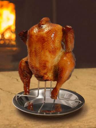 1/2/3pcs Stainless Steel Thick Roast Chicken Rack, Carbon Steel Non-Stick Turkey Tray, Suitable For Easter, Wedding, Party