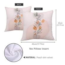 1入雙面印花天鵝絨坐墊套,抽象色塊&植物圖案 - 彩色 - 查看 2