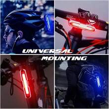 Cycle Zone 1 件 USB 可充电自行车尾灯，LED 警示灯带红、白、蓝 COB 灯，3 种颜色适合夜间骑行，山地自行车指示灯，闪烁安全灯 - 白色 - 查看 10