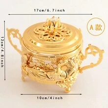 Luxury European Style Wrought Iron & Crystal Candy Bowl - Gold - View 3