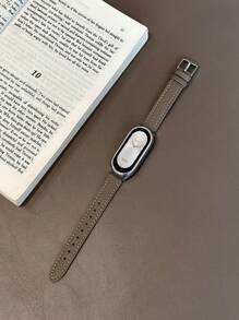 1 件男女通用荔枝纹扣皮革表带保护壳，兼容小米手环 10/9/8/7/6/5/4/3，适用于小米手环 9/8 Active、红米手环 2，带 NFC - 咖啡棕 - 查看 11