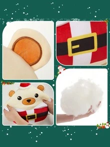 1入聖誕老人、精靈和小狗形狀的聚酯絨面靠枕,卡通沙發靠墊,填充玩具,家居裝飾和兒童生日節慶禮物,尺寸35cm