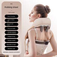 肩頸無線按摩機揉捏枕電動指壓背頸肩按摩器帶加熱汽車/家用頸背全身按摩器帶加熱 - 灰色 - 查看 5