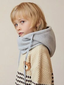 1 件儿童冬季针织拉法帽，保暖颈部和耳朵保护，适合 3-12 岁儿童，适合雪地、骑自行车、滑雪 - 淺灰色 - 查看 8