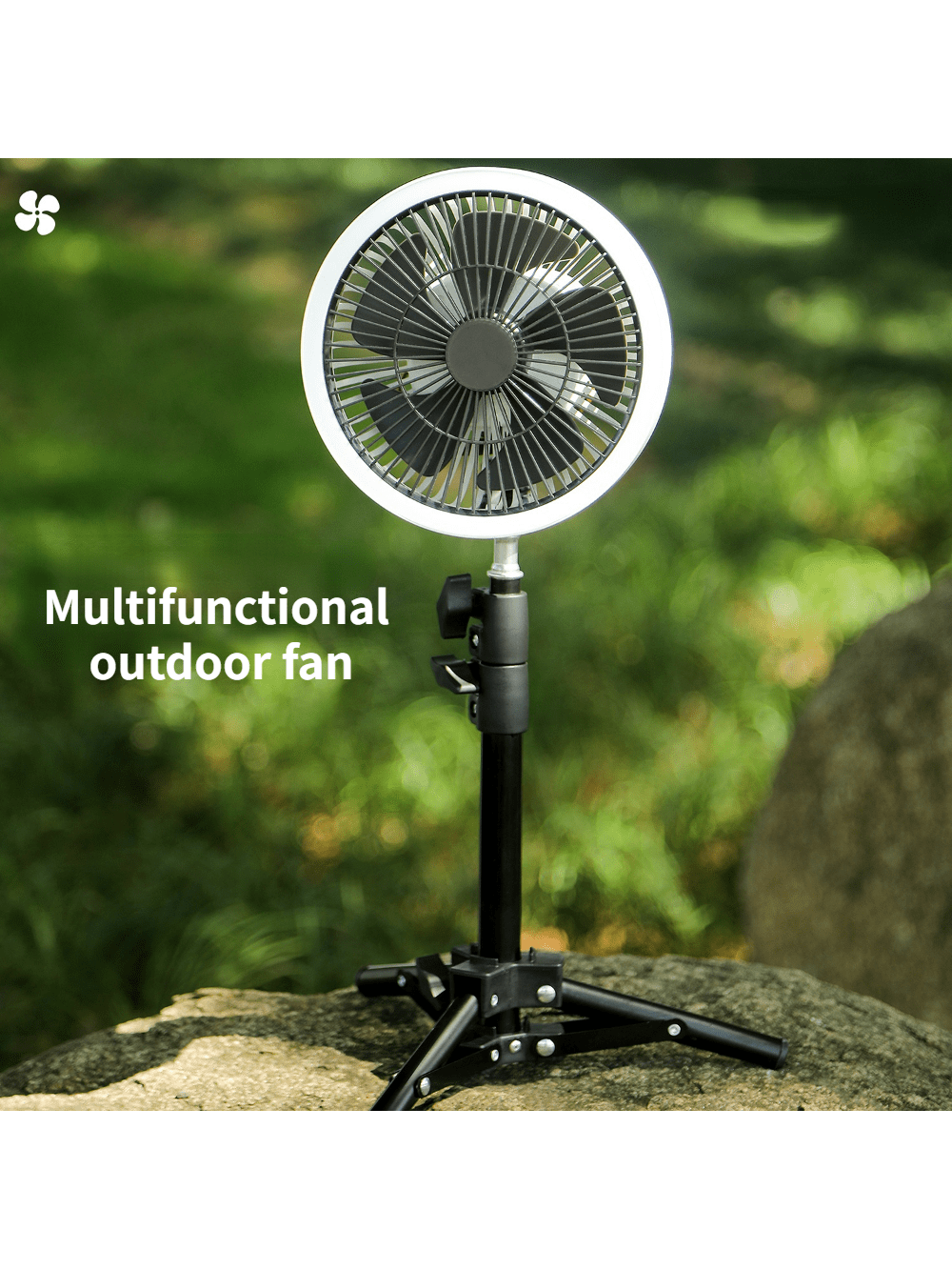 1 Pieza Nuevo Ventilador Portátil Multifuncional Para Camping Al Aire Libre Con Luz Y Soporte Para Trípode, Carga Usb Tipo C, Batería De Gran Capacidad, Banco De Energía Incorporado, Ajuste De Luz Led De Tres Niveles, Para Tienda, Hogar, Oficina, Via