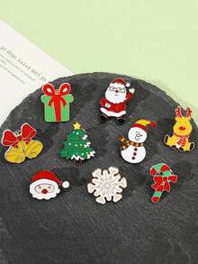 1入組可愛的聖誕老人、雪人、雪花、聖誕樹diy金屬小徽章裝飾配件,適用於袋飾、聖誕禮物、情人節、時尚、流行,適用於青少年、女性大學生、老師、新手和白領階層,有趣的禮物,聖誕裝飾,平安夜裝飾