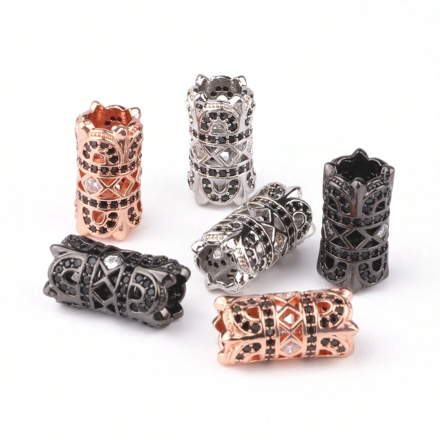 每批3個,15*8mm中空圓柱形cz微鋪珠子,diy手鏈製作配件