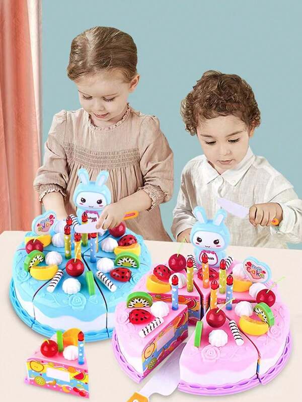 37pcs 2-Color Kids Play House Cake Toys, Cutting & Play Toys, Pretend Play Toys, Toys For Girls