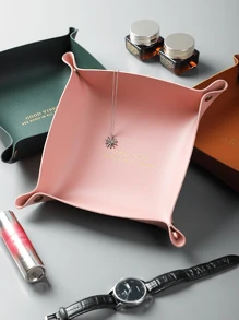 皮革首饰托盘，用于放置戒指、耳环和手镯；床头柜和梳妆台的收纳整理器；手表和硬币收纳托盘；印有金色英文单词的手机和钥匙扣，情人节返校礼物 - 彩色 - 查看 9