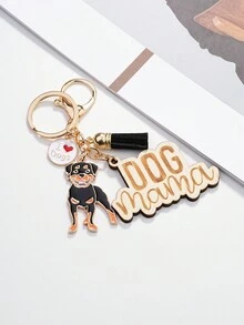 1入組男士木質標籤和漆面金屬犬種防丟標籤,配有鑰匙鏈和禮品盒 - 彩色 - 查看 1