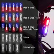 Cycle Zone 1 件 USB 可充电自行车尾灯，LED 警示灯带红、白、蓝 COB 灯，3 种颜色适合夜间骑行，山地自行车指示灯，闪烁安全灯 - 白色 - 查看 5