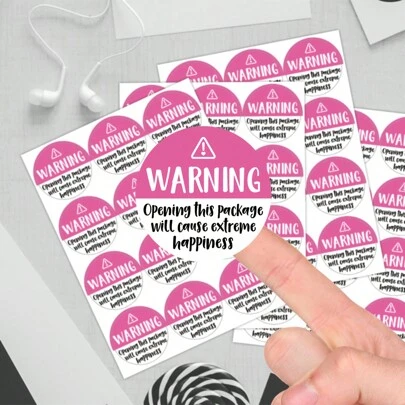 120pcs Black And Pink Adorable Warning, Extreme Happiness Labels Thank You Packaging Stickers, Happy Post Stickers Cute Happy Mail Sticker, Postage Stickers, Gift Wrapping, Envelope Seal Back To School