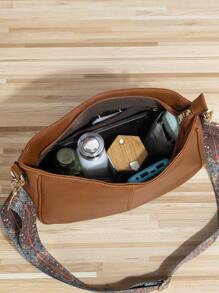 复古风格女士水桶包，带斜挎包，Vagan 皮革流浪包，配有吉他背带，宽刺绣钱包带，适合女士 - 非常适合斜挎包、健身包、手提包等，复古风格包包