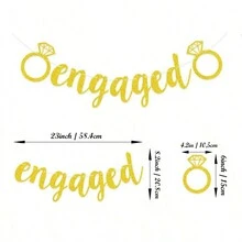 17 件白色和金色订婚派对装饰套装，包括 2 个 10 英寸金色心形铝箔气球、2 个 10 英寸白色心形乳胶气球、2 个 12 英寸金色亮片乳胶气球、2 个 12 英寸哑光白色乳胶气球、1 个 18 英寸白色心形铝箔气球、1 套 16 英寸 Mr&Mrs 铝箔气球、1 个 24 英寸大圆环铝箔气球和 1 套金色流苏纸质订婚横幅 - 杏色 - 查看 4