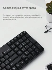 Rapoo X120黑色鍵盤和滑鼠套裝窄邊框電腦筆記本有線鍵盤和滑鼠組合usb接口即插即用 - 黑色 - 查看 2