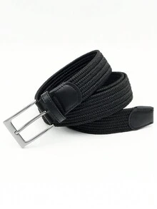 1條戶外運動男士時尚休閒耐用彈性編織腰帶,適合日常穿著 - 黑色 - 查看 4