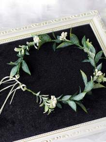 1 件女士和儿童简约森系花冠，户外婚礼伴娘拍照道具，清新简约树叶头饰，适合节日表演，手工绳可调节头带，适合春季旅行和摄影