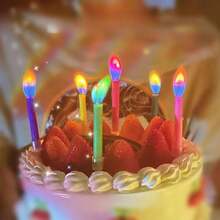 6pcs/12pcs Colorful Flames Birthday Candles - Multicolor - View 2