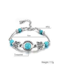 1條時尚波西米亞風格的藍色土耳其蝴蝶魅力手鏈,適合女性日常佩戴和送給女友作為禮物