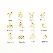 1 件时尚不锈钢搭扣十二生肖吊坠手链女士 - 金黃色 - 查看 4