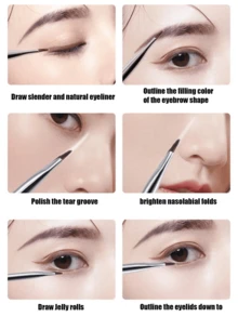 2pcs/set Eyeshadow Brush Dagger Shape Makeup Brush - Yellow - View 5