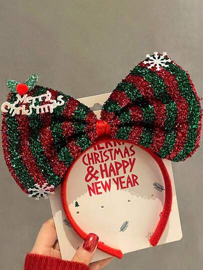 1 diadema con gran moño navideño, accesorio para la cabeza navideño, para participar en reuniones familiares, te aportará una fiesta maravillosa en Navidad