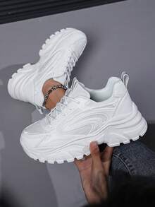 女款新款時尚休閒運動鞋,厚底鞋 - 白色 - 查看 5