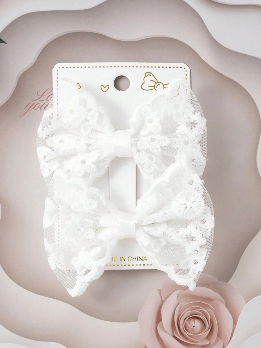 2pcs/Set Bowknot Hair Clips For Kids