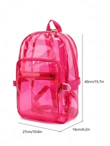 Tinyat女士防水pvc口袋透明粉紅色背包,透明pvc防水書包