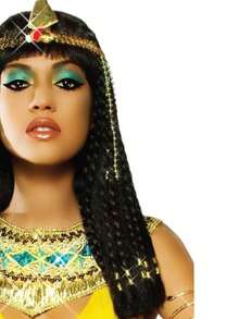 Peluca Egipcia Cleopatra Dama Mujer Halloween Disfraz Accesorio Dorado Historia Teatro Personaje Escolar - Negro - Ver 2