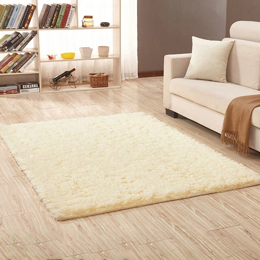 1-piece Long Pile Rug For Living Room, Coffee Table, Washable Soft Floor Mat For Bedroom - Beige - View 1