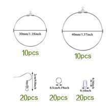 80 Piezas Aros De Pendientes Circulares En 2 Tamaños (30-40mm) Para Hacer Joyas Diy, Componentes Para Hallazgos De Pendientes - Plateado - Ver 2