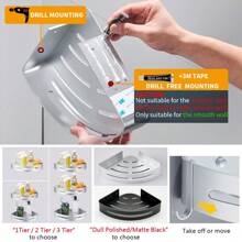 BESy Shower Corner Caddy Bathroom Shower Corner Shelf With Two Hooks, Self Adhesive With Glue Or Wall Mount With Screws, Heavy Duty Aluminum Storage Shelves Triangle Baskets, Dull Polished Silver - Dull Polished Silver - View 3