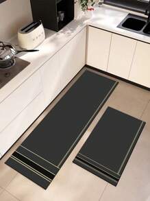 một miếng Gel silica Đệm Nhà bếp - Tối Xám Với Vàng Họa tiết đường kẻ Phong cách tối giản Cái đệm , Chống mệt mỏi , Không trượt , Hấp thụ nước & Sấy khô nhanh , Hoàn hảo Đối với Phòng bếp , Phòng tắm , Cửa Lối vào , Giặt Phòng Và Khác - Màu xám đen - Xem 1