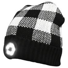 Gestreifte Gestrickte Mütze Beanie Mit Licht - Mütze Mit Led-licht Zum Laufen, Angeln Und Radfahren Für Männer Und Frauen