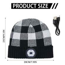 Gestreifte Gestrickte Mütze Beanie Mit Licht - Mütze Mit Led-licht Zum Laufen, Angeln Und Radfahren Für Männer Und Frauen