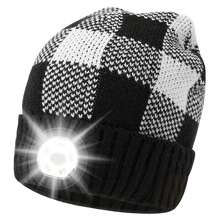 Gestreifte Gestrickte Mütze Beanie Mit Licht - Mütze Mit Led-licht Zum Laufen, Angeln Und Radfahren Für Männer Und Frauen