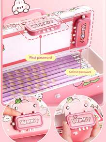 1個帶密碼鎖的多功能文具盒,高科技鉛筆盒,也可以當作學生玩具收納盒 - 粉色 - 查看 3