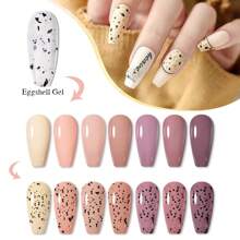 Rs Nail 鵪鶉蛋殼凝膠指甲油,半永久性鵪鶉蛋殼效果光療琉璃漆浸泡式uv凝膠指甲藝術美甲霜,如鵪鶉蛋殼效果的斑點指甲油頂層膜,透明7.5毫升 - 黑與白 - 查看 3