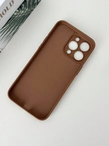 1pc High-End Straight Edge Pattern Full Coverage Soft Shell Anti-Drop Anti-Fingerprint Phone Case Compatible With Apple, Compatible With Samsung, Compatible With Huawei, Compatible With Redmi, Compatible With Xiaomi, Compatible With Oppo,International Version, Not The Domestic Version - Brown - View 3